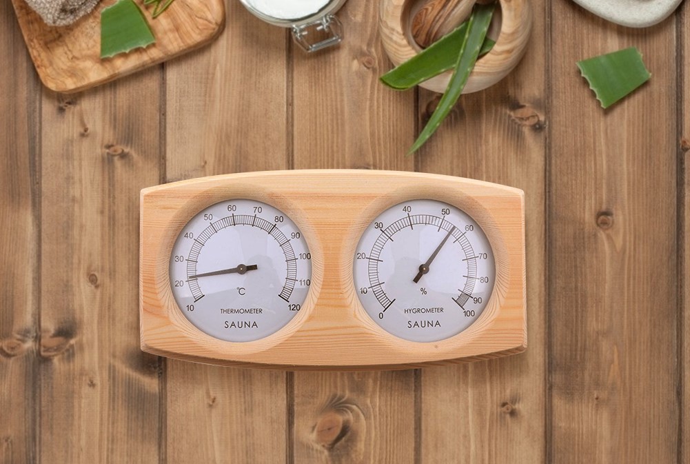 Hygrometer-termometer, en väsentlig del av bastun